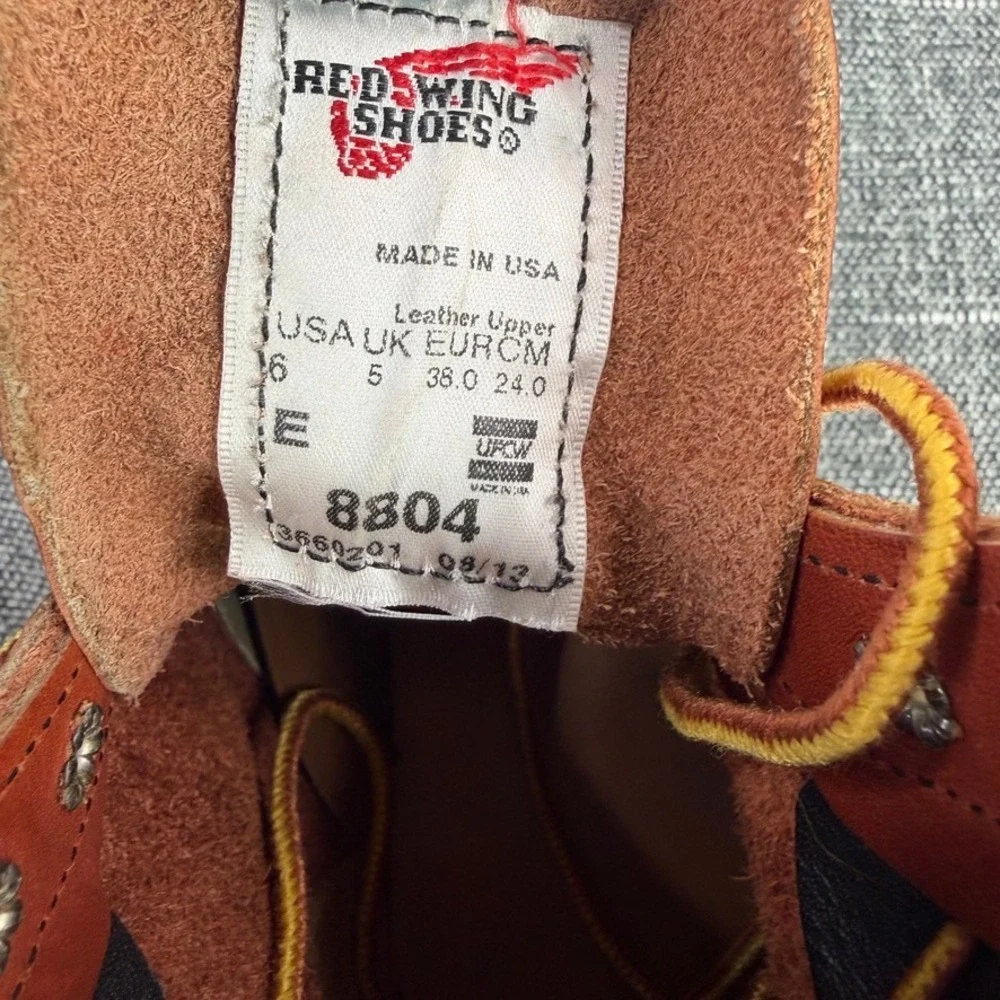 Red Wing Boots Men 6 E Oro Russet Leather Moc Toe SuperSole USA Made 8804
